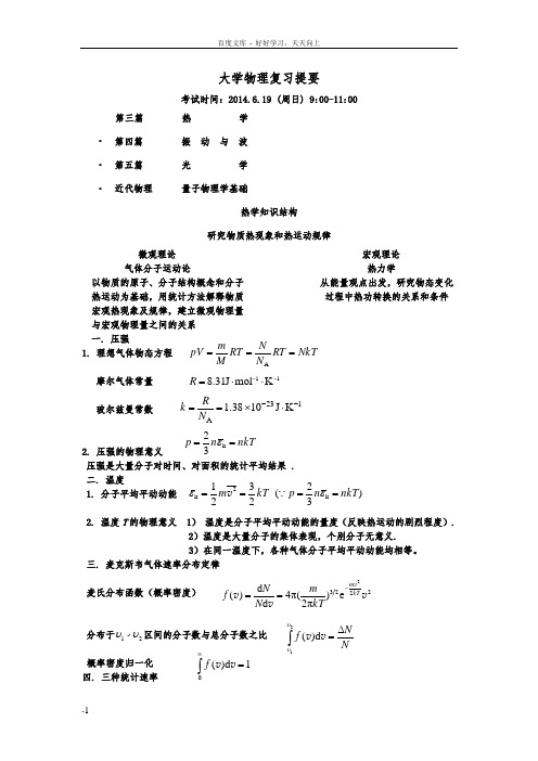 大学物理复习提要