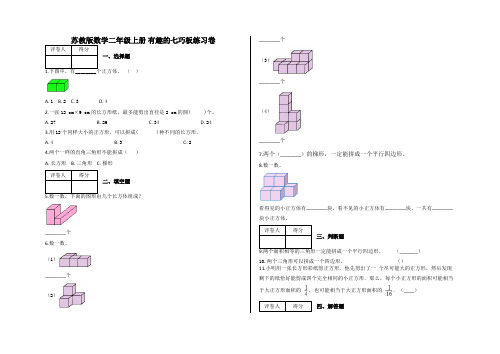 二年级上册 有趣的七巧板练习卷及答案-苏教版数学