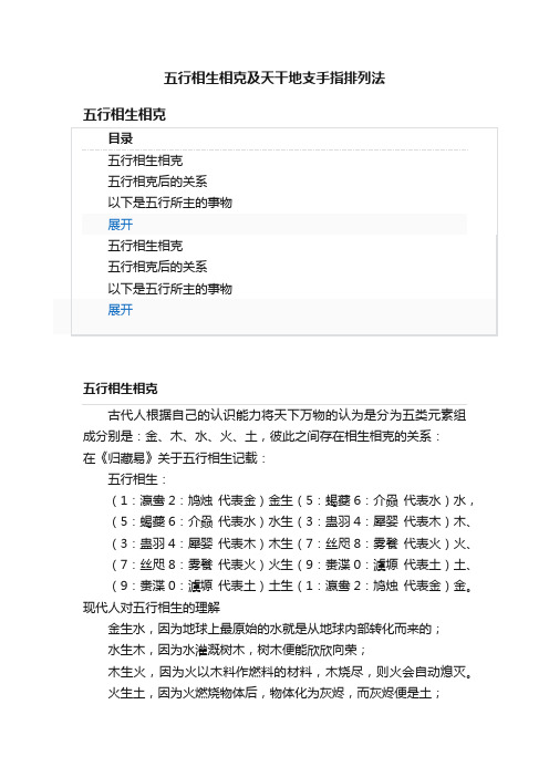 五行相生相克及天干地支手指排列法