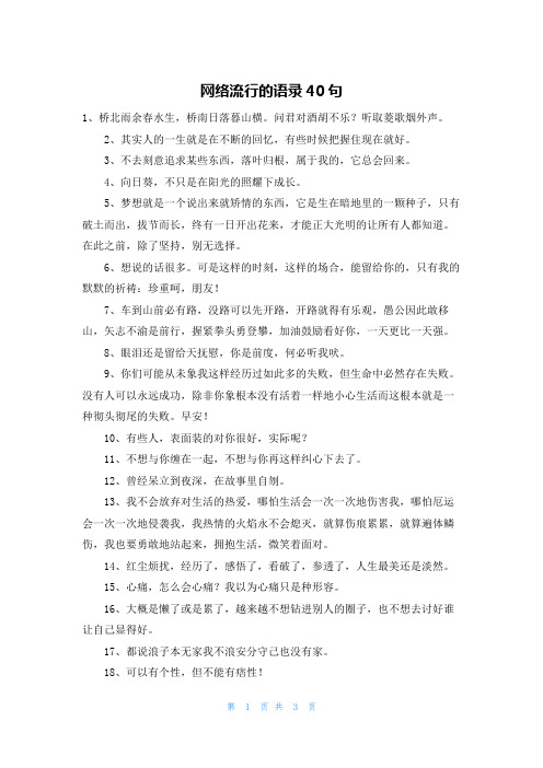 网络流行的语录40句