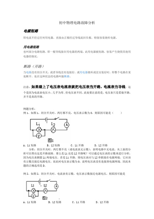 10.31初中物理电路故障分析