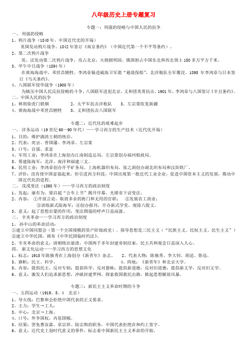 中考历史 八年级上册专题复习教案 北师大版