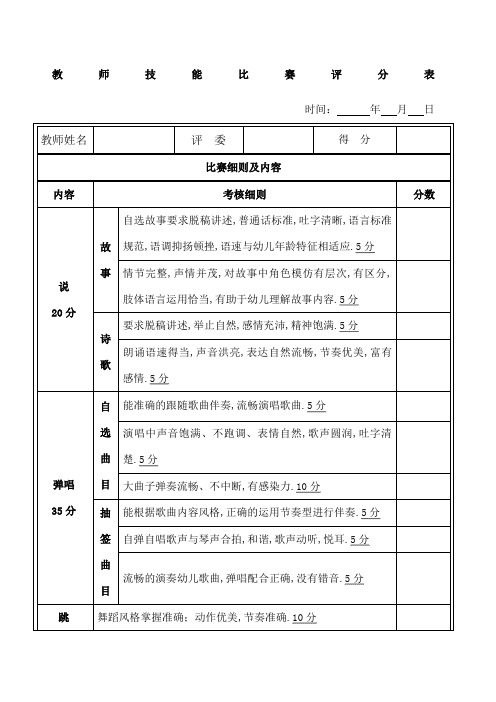 教师技能比赛评分表