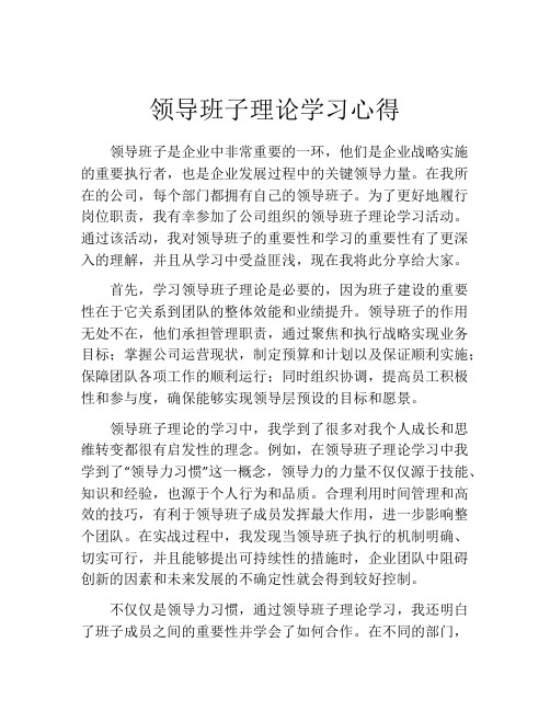 领导班子理论学习心得