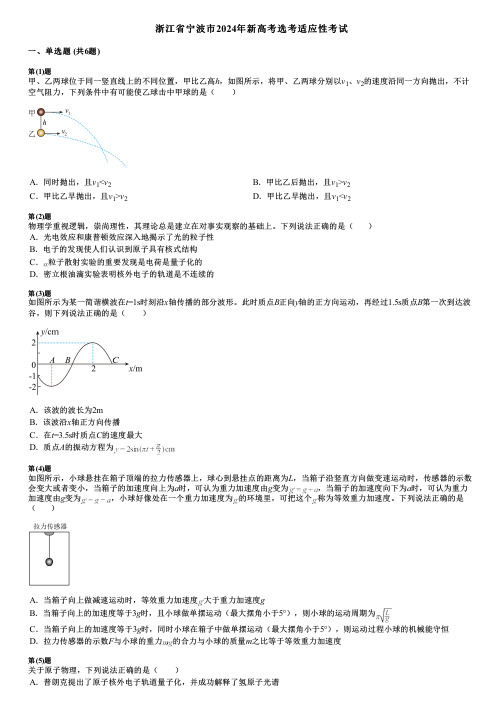 浙江省宁波市2024年新高考选考适应性考试