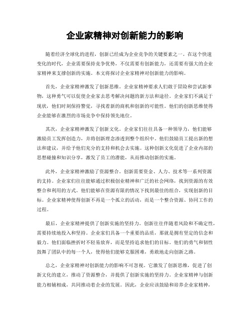 企业家精神对创新能力的影响