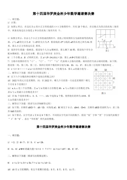 第十四届华罗庚金杯少年数学邀请赛决赛