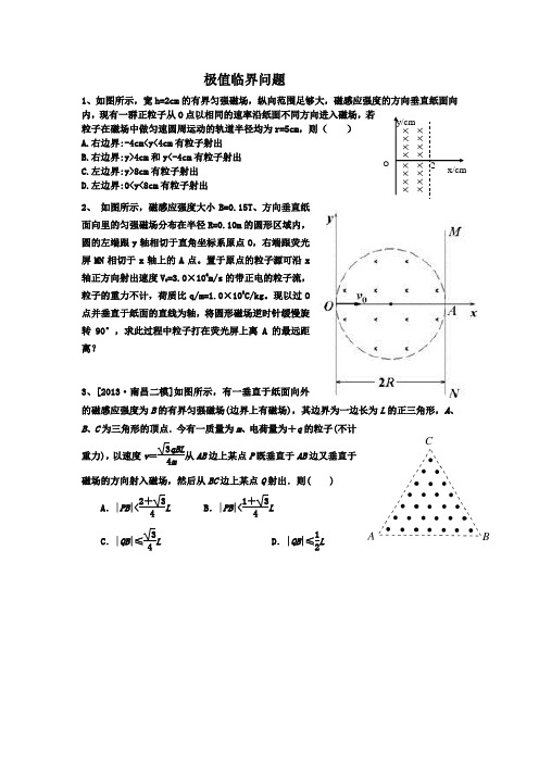 带电粒子在磁场中运动临界极值多解问题