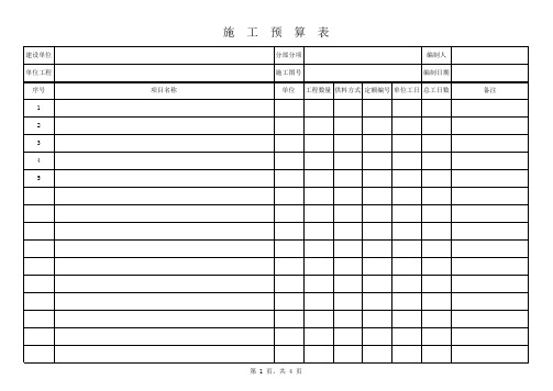 施工预算表(样板)