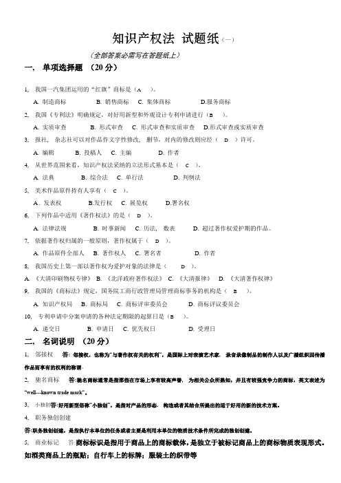 知识产权法模拟试题1