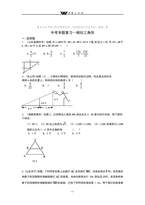 九年级数学中考数学专题复习相似三角形真题.doc