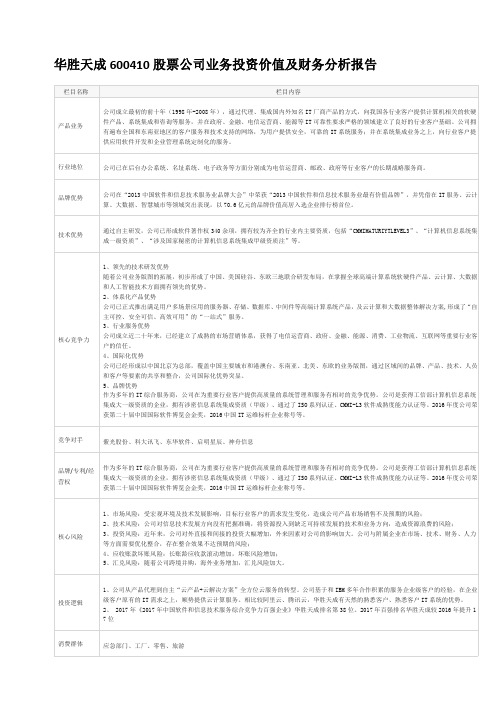 华胜天成600410股票公司业务投资价值及财务分析报告