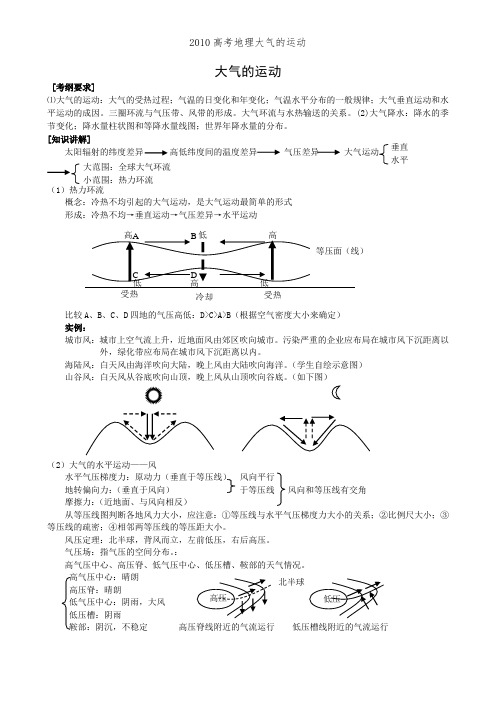 2010高考地理大气的运动