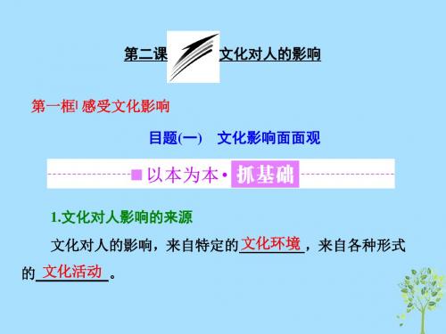 高中政治第一单元文化与生活第二课文化对人的影响第一框感受文化影响课件新人教版必修3