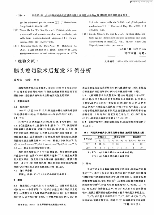 胰头癌切除术后复发35例分析