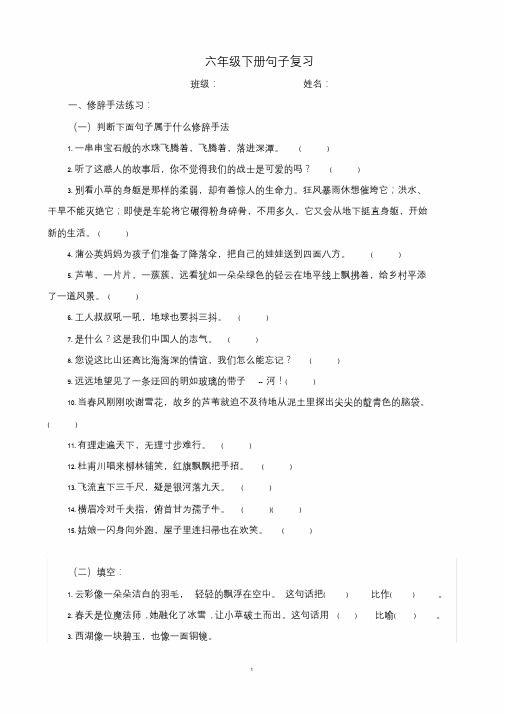 六年级语文句子复习归类复习.doc