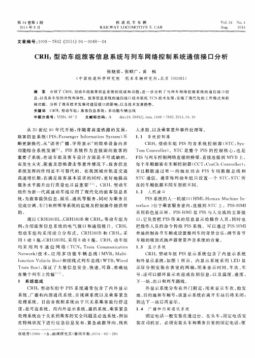 CRH3型动车组旅客信息系统与列车网络控制系统通信接口分析-论文