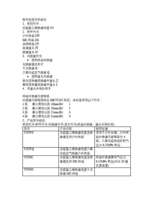 电缆附件的型号和命名