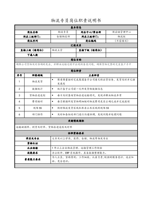 岗位职责说明书—物流专员