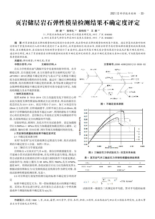 页岩储层岩石弹性模量检测结果不确定度评定