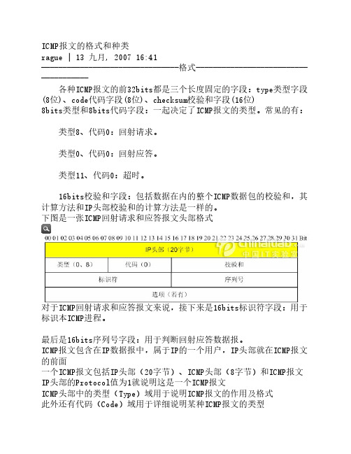 ICMP报文的格式和种类