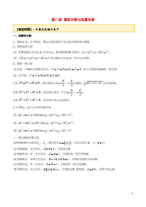 2020年高考数学一轮复习专题10.2圆的方程及位置关系练习(含解析)