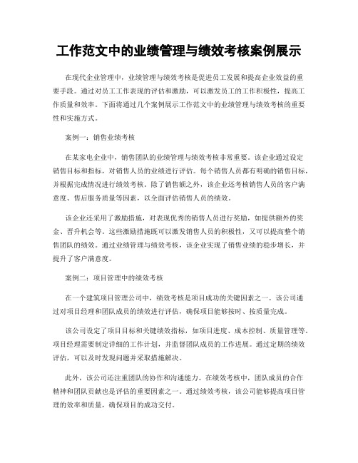 工作范文中的业绩管理与绩效考核案例展示