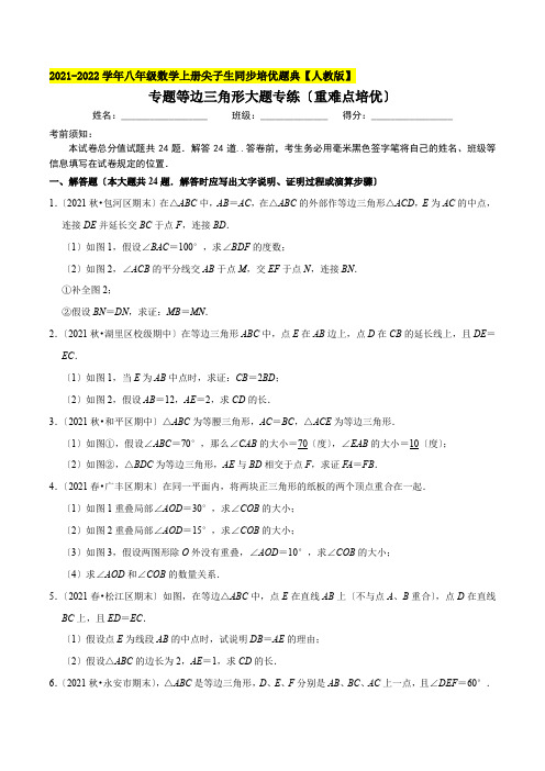 等边三角形大题专练八年级数学上册尖子生培优题典322