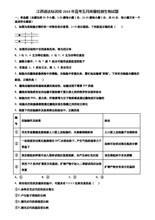 江西省达标名校2019年高考五月质量检测生物试题含解析