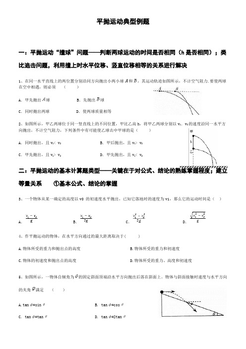 平抛运动的经典例题