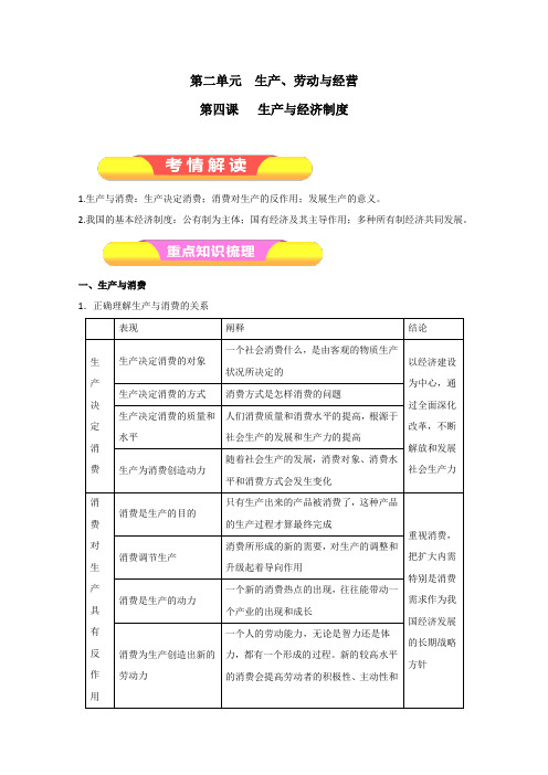 [高三政治]高考政治一轮复习精品学案：专题04 生产与经济制度(原卷版).doc