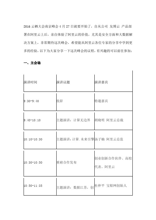 云栖大会南京峰会议程