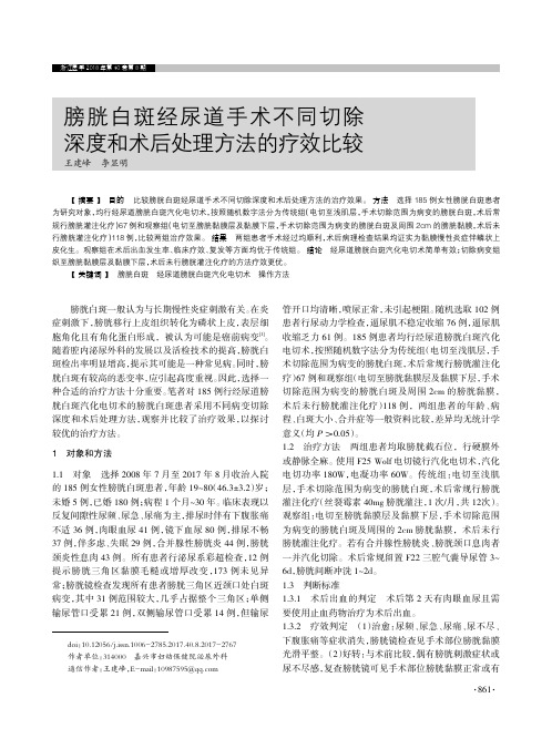 膀胱白斑经尿道手术不同切除深度和术后处理方法的疗效比较