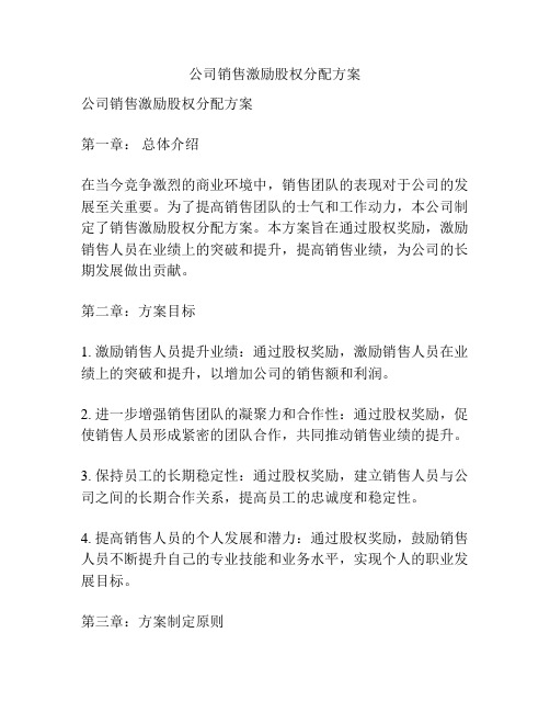 公司销售激励股权分配方案