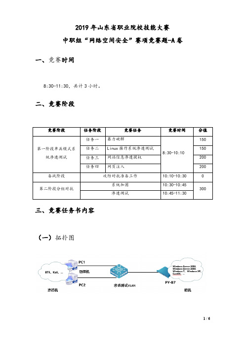 中职组“网络空间安全赛项”竞赛题-A