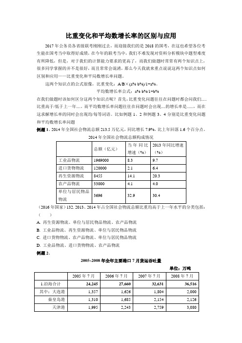 2018年省考：比重变化和平均数增长率的区别与应用