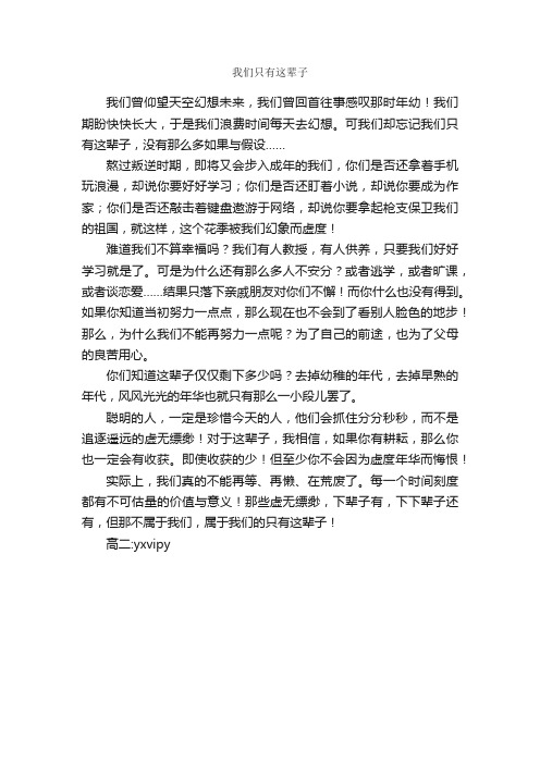 我们只有这辈子_作文550字_高二演讲稿_