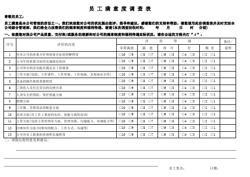 IATF16949员工满意度调查表