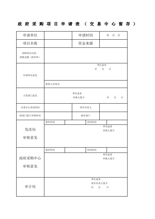 政府采购项目申请表