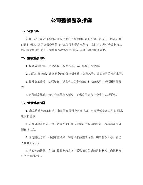 公司整顿整改措施