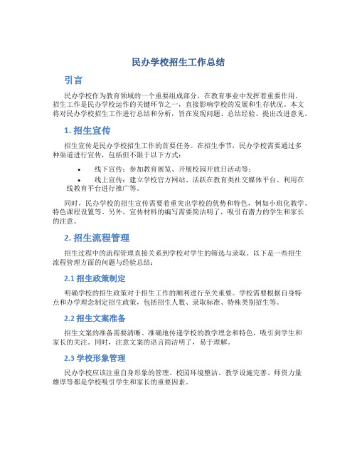 民办学校招生工作总结