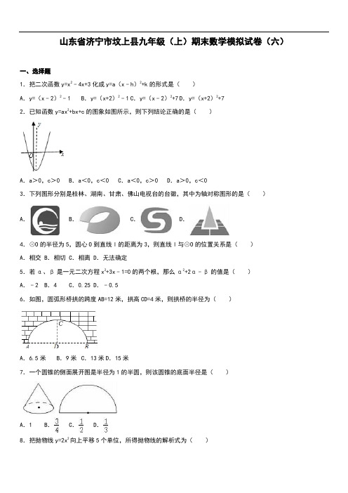 2019年坟上县届九年级上期末数学模拟试卷(六)含答案解析