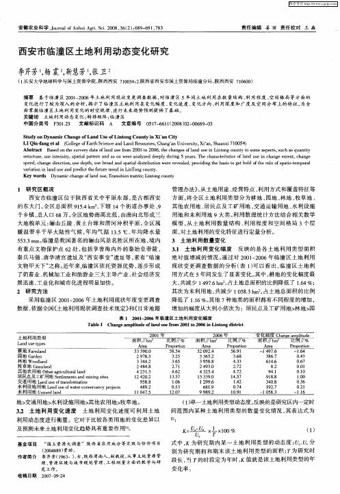 西安市临潼区土地利用动态变化研究