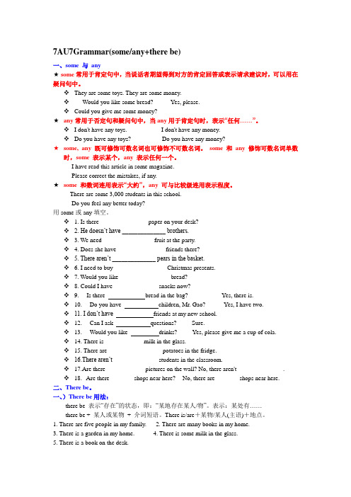 Unit7Grammar(some anythere be讲解练习牛津译林版英语七年级上册