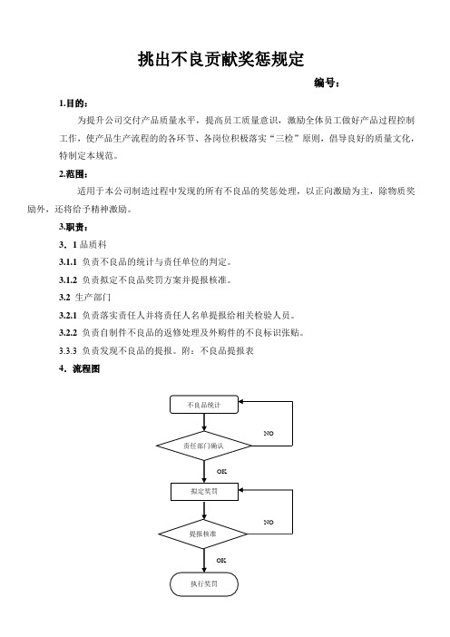 车间不合格品挑出及时贡献奖惩规定(新修