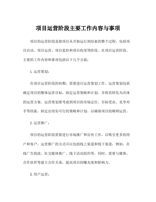 项目运营阶段主要工作内容与事项