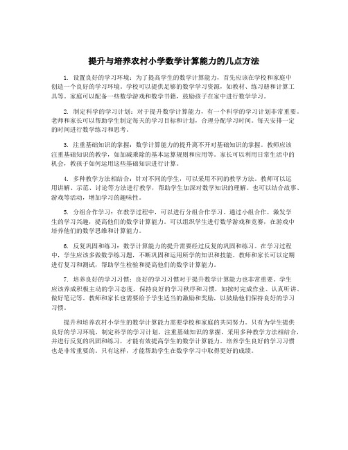 提升与培养农村小学数学计算能力的几点方法