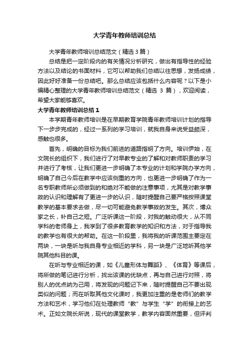 大学青年教师培训总结范文（精选3篇）