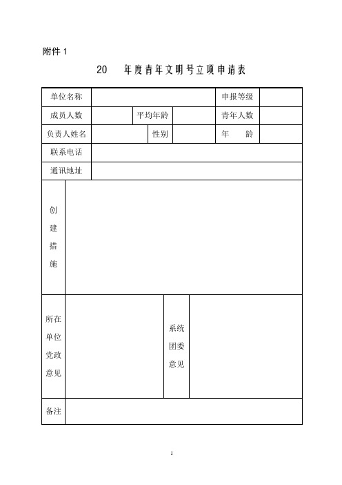 年度青年文明号立项申请表