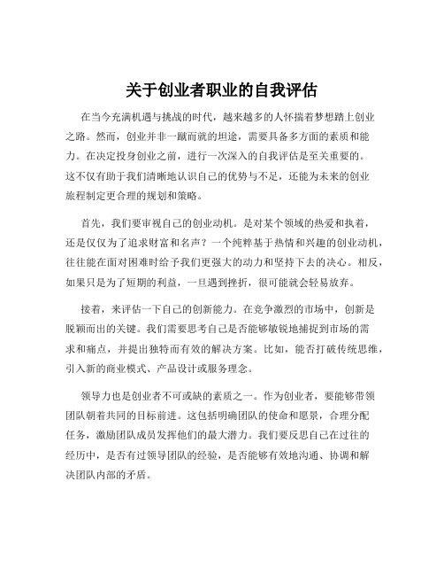 关于创业者职业的自我评估